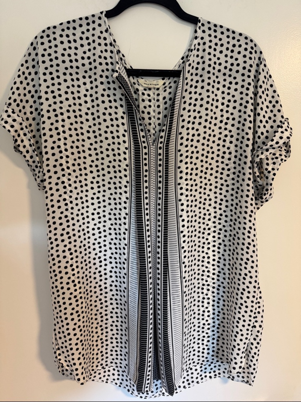 max studio black and white long top size L